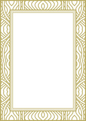 Gold wide frame with fantasy ornament. A4 format. Title page. Frame for photos, pictures, greeting cards and more. Vector illustration