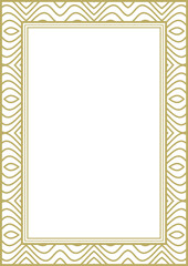 Gold wide frame with fantasy ornament. A4 format. Title page. Frame for photos, pictures, greeting cards and more. Version No. 3. Vector illustration