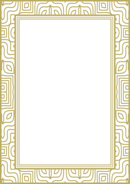 Gold wide frame with fantasy ornament. A4 format. Title page. Frame for photos, pictures, greeting cards and more. Version No. 2. Vector illustration