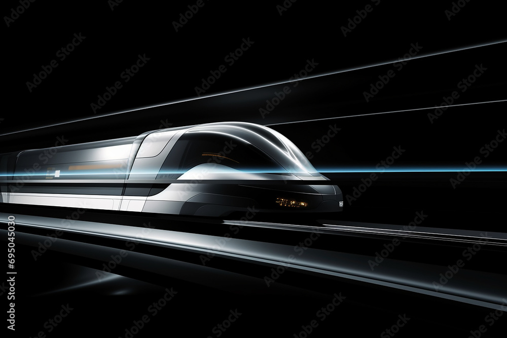 Aufkleber hyperloop train, background of a magnetic levitation train, hyperloop mass transit with in a vacuum,