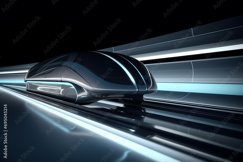 Aufkleber hyperloop train, background of a magnetic levitation train, hyperloop mass transit with in a vacuum,