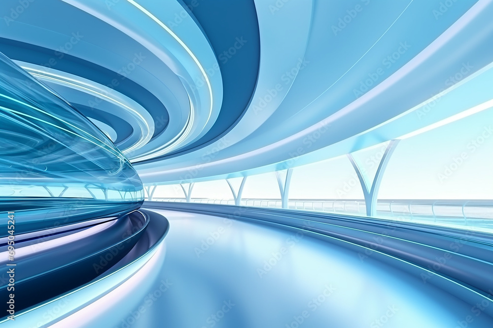 Poster hyperloop train, background of a magnetic levitation train, hyperloop mass transit with in a vacuum,