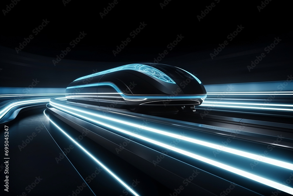 Aufkleber hyperloop train, background of a magnetic levitation train, hyperloop mass transit with in a vacuum,