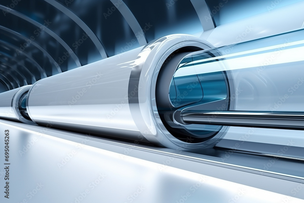 Aufkleber hyperloop train, background of a magnetic levitation train, hyperloop mass transit with in a vacuum,