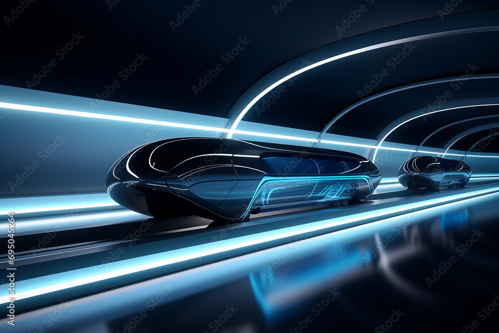 Aufkleber hyperloop train, background of a magnetic levitation train, hyperloop mass transit with in a vacuum,
