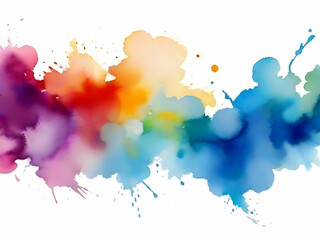 Obraz premium Abstract colorful rainbow color painting illustration watercolor splashes, Generative Ai