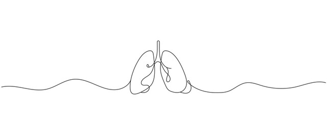 One continuous line drawing of anatomical human lungs organ. Dynamic medical internal anatomy concept. Single line draw graphic design vector illustration