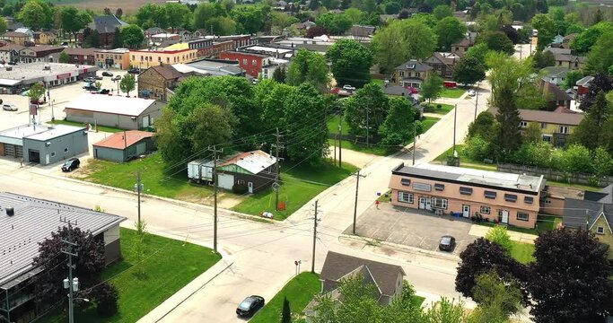 Aerial hyperlapse scene of Palmerston, Ontario, Canada 4K