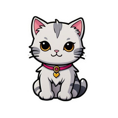 Fototapeta premium Sweet Kitty Bliss Sticker: Irresistibly Cute Kitten with Big, Bright Eyes and Fluffy Fur – Perfect for Sprinkling Feline Charm on Your Laptop, Phone, and Favorite Items, generative ai