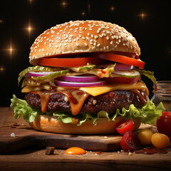 Mouthwatering perfection of a delicious burger. Generative AI