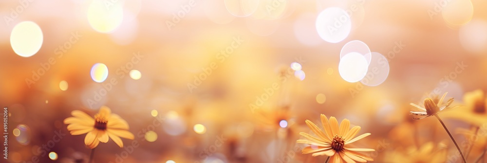Poster vibrant sunflower bokeh a gentle background with contrasting colors, creating a narrative effect