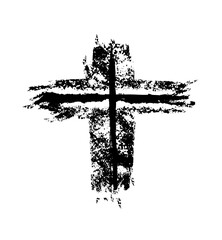 Hand drawn christian cross signs. Brush painted black icons. hand drawing. Not AI. Vector illustration