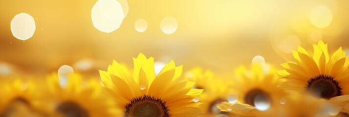 Obraz premium Whimsical sunflower dreams a captivating gentle bokeh background with vibrant contrasting colors