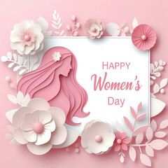 Greeting card, happy International Women's Day, in English.