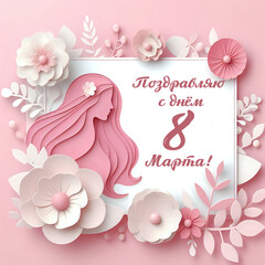 A postcard from March 8, International Women's Day, in Russian.