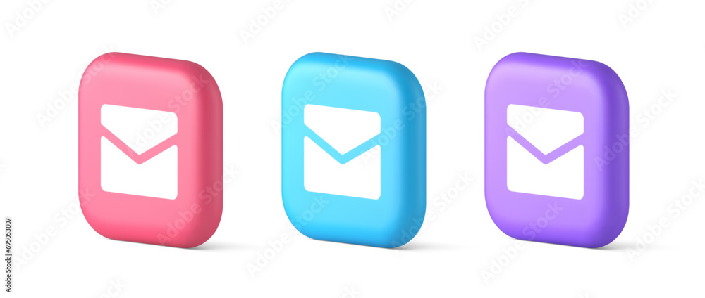 Poster newsletter inbox chat message button remotely communication digital notification 3d icon