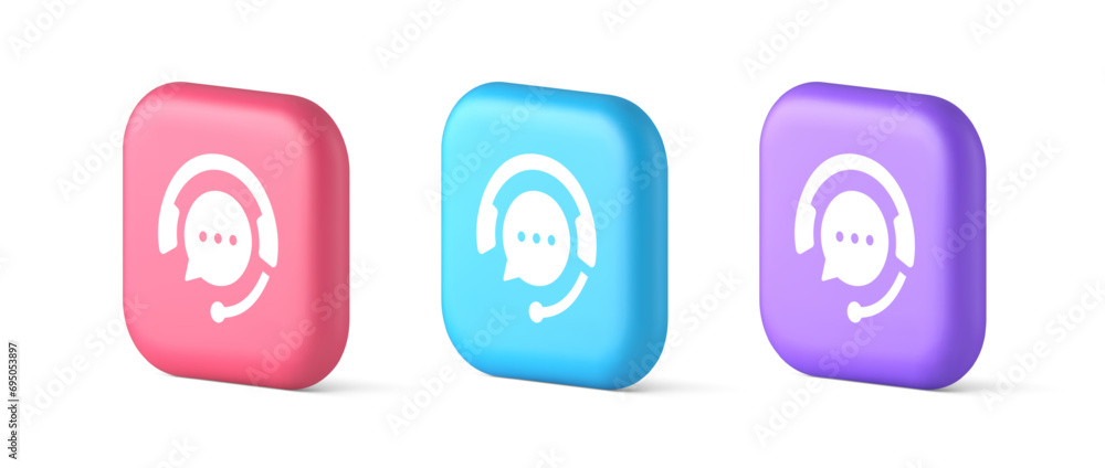 Aufkleber customer support live chat service button information messaging consulting 3d icon