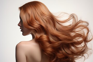 Healthy shiny copper woman lustrous hair