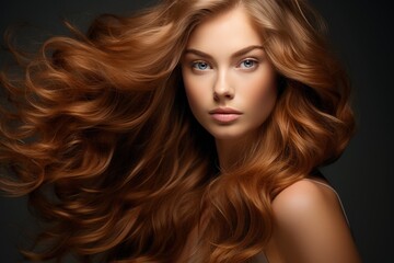 Fototapeta premium Healthy shiny copper woman lustrous hair