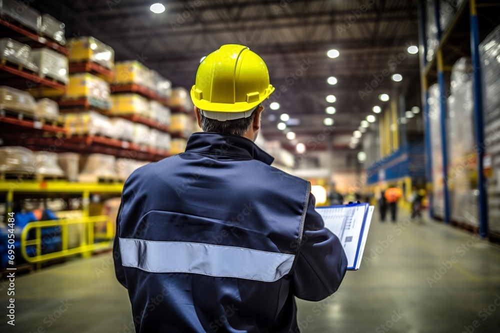 Poster step into the world of quality control as this captivating photo showcases a professional in action,