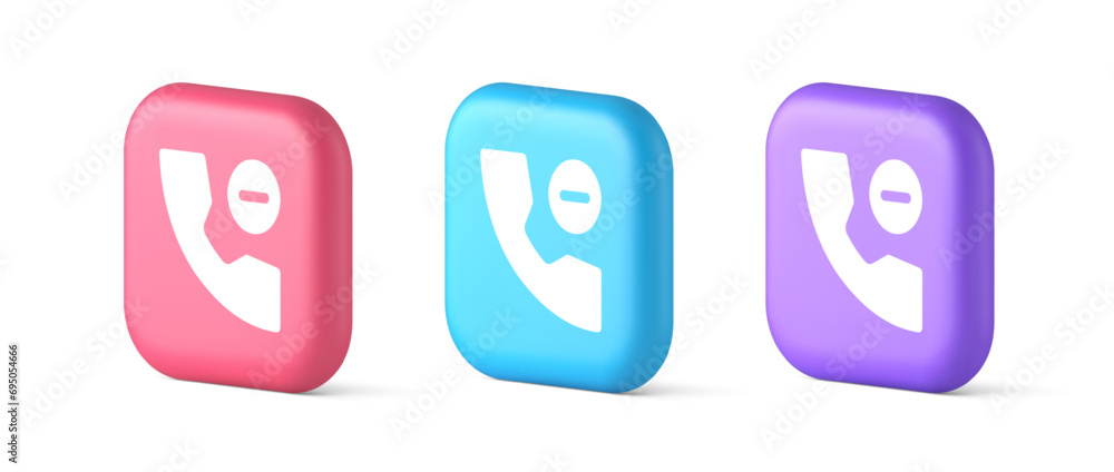 Poster phone call delete contact communication button voice conversation web interface app 3d icon