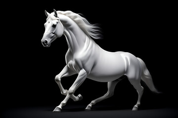 white horse isolated on black