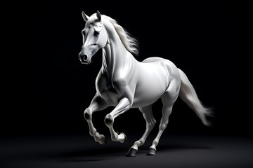 white horse isolated on black