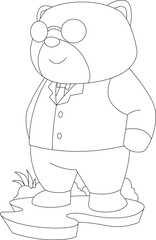 Bear Groom Suit Wedding Animal Vector Graphic Art Illustration