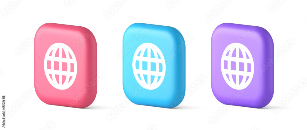 Poster internet connection global browsing information button cyberspace data search 3d icon