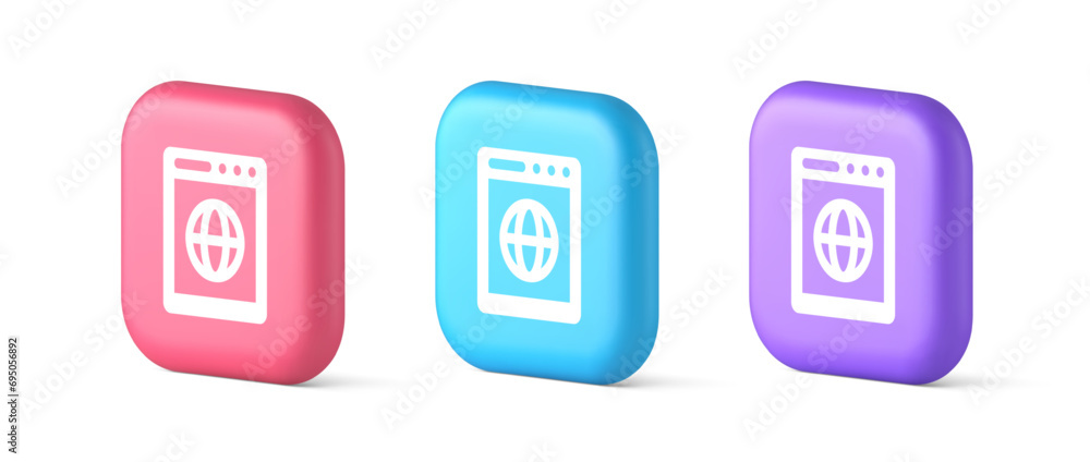 Poster internet browser global wireless connection button cyberspace virtual networking 3d icon