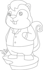 Fototapeta premium Squirrel Groom Suit Wedding Animal Vector Graphic Art Illustration