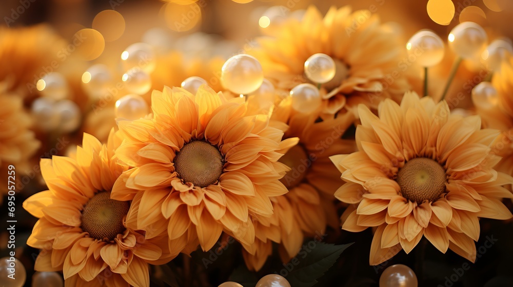 Poster vibrant sunflower bokeh background with contrasting colors, creating a captivating narrative effect