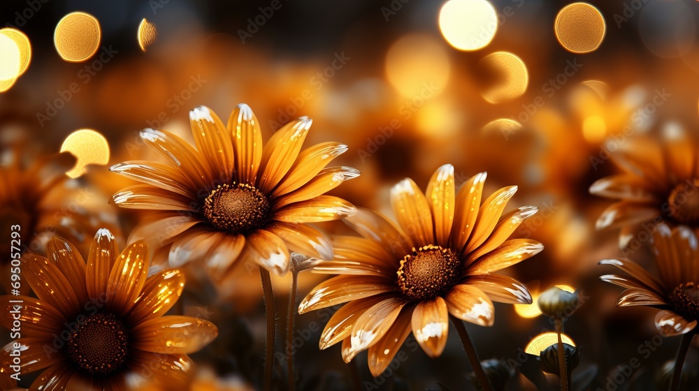 Poster sunflower dreams vibrant bokeh with contrasting colors, creating a captivating narrative