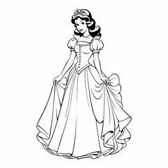 Fototapeta premium cute coloring page snow-white fairy outline illustration 
