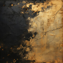 Textured golden stucco background with scratches, scuffs and black stains.