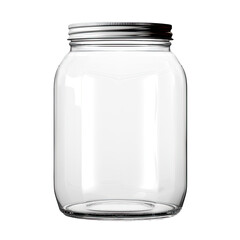 empty glass jar on transparent background