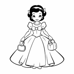 Fototapeta premium cute coloring page snow-white fairy outline illustration 