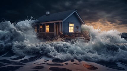 Coastal cabin endures dramatic ocean storm waves 
