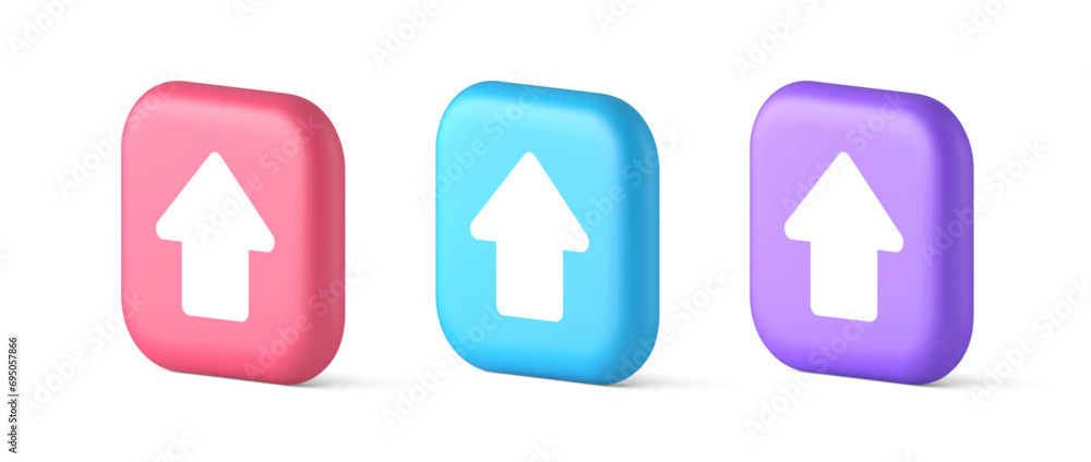 Poster arrow up button directional pointer cyberspace cursor 3d realistic speech bubble icon