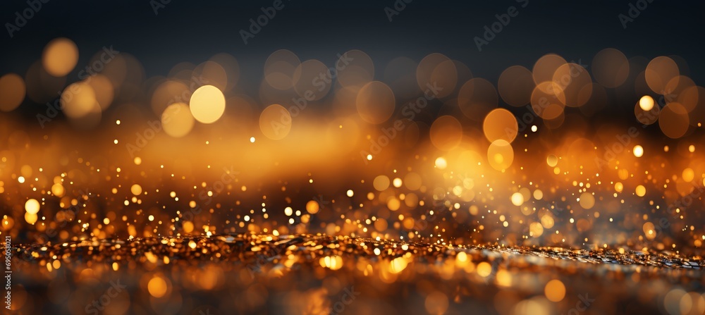 Poster luminous yellow glowing particles abstract bokeh background with vibrant light and glowing effect