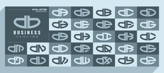 Curve line ellipse lowercase letter D DB logo design bundle - obrazy, fototapety, plakaty