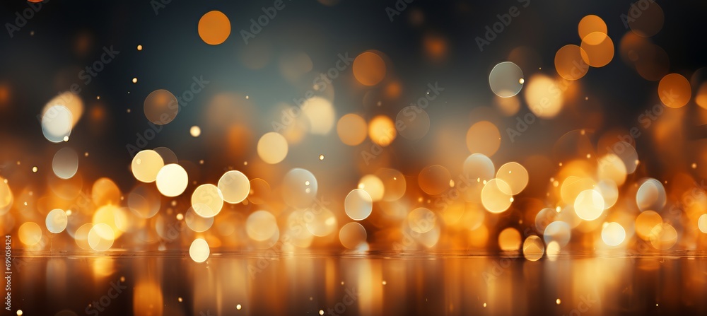 Poster vibrant and luminous yellow bokeh background with glowing particles and abstract aesthetics