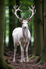 white deer in a forest