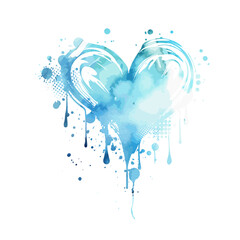 Watercolor blue heart. Vector Valentines day. Holiday card. Vector illustration