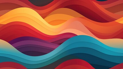 Seamless background design with colorful waves, repeated pattern. Generative AI