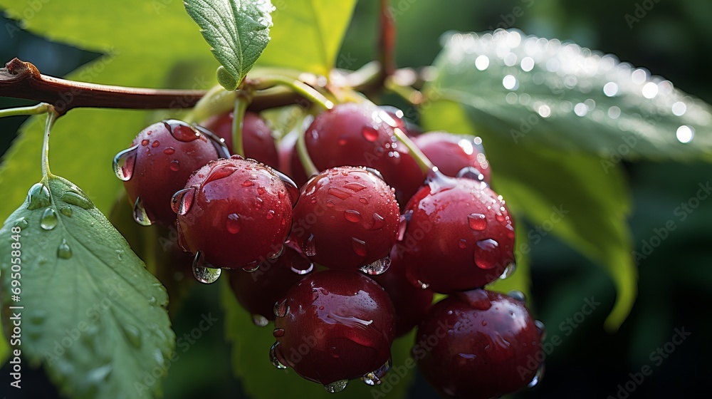 Poster vibrant bokeh background with contrasting cherry colors, creating a mesmerizing narrative effect