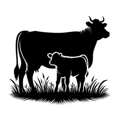 Cow and calf silhouette