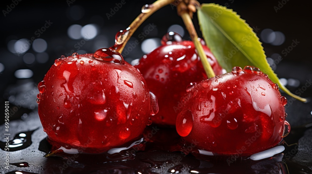 Poster contrasting cherry colors bokeh background with gentle blur, creating a captivating narrative effect