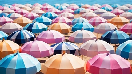 Colorful beach boardwalk with vibrant summer vibes for apparel and accessories promotion