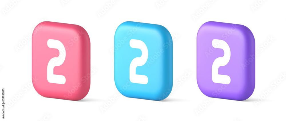 Poster two character button numeral cyberspace calculation service 3d realistic speech bubble icon